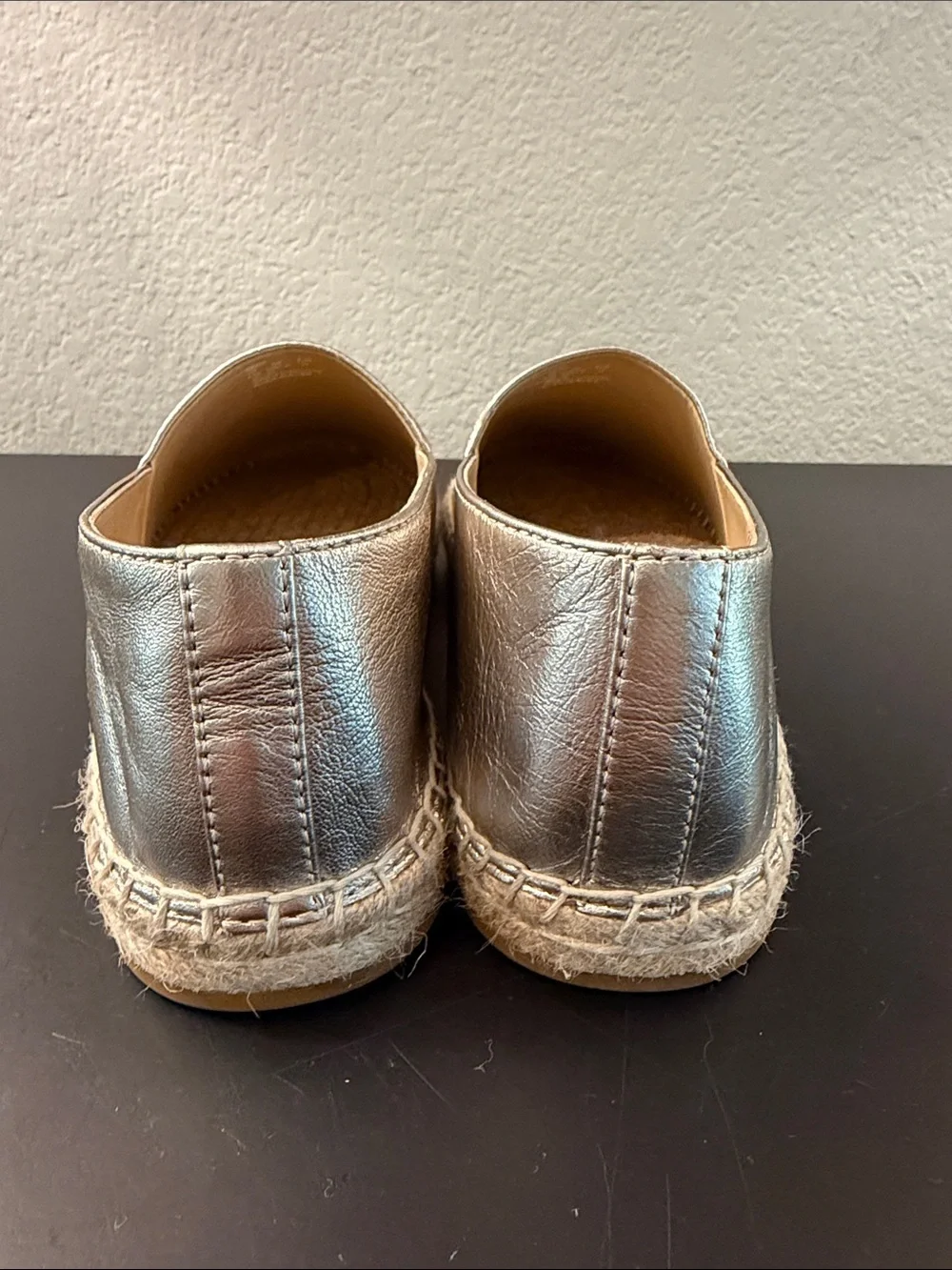 Coach Carley Metallic Silver Espadrille Flats